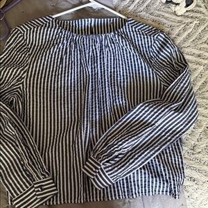 Striped Long Sleeve Blouse but light and fresh .. cropped at waist